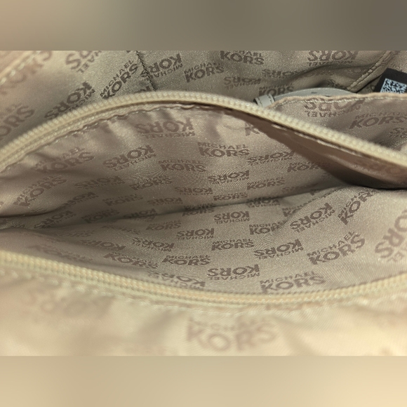 Michael Kors Ellis Small White Leather Satchel/Crossbody with Gold Accents - Picture 12 of 16